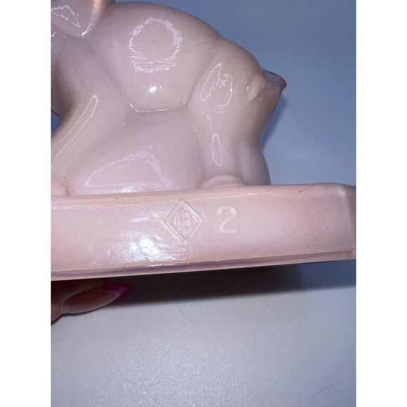 Vintage Boyd Glass Zack The Elephant Pink Slag Glass Figurine Tusk Up Animals - Picture 9 of 10